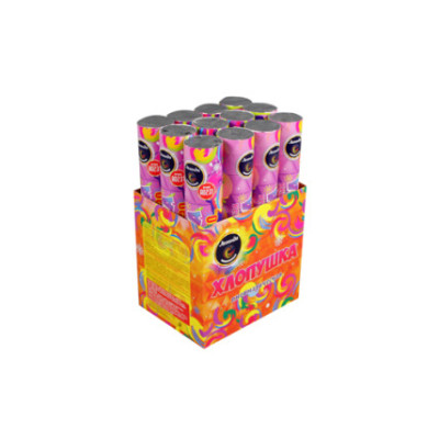 Пневмохлопушка 30 см с разноцветным конфетти и подарком