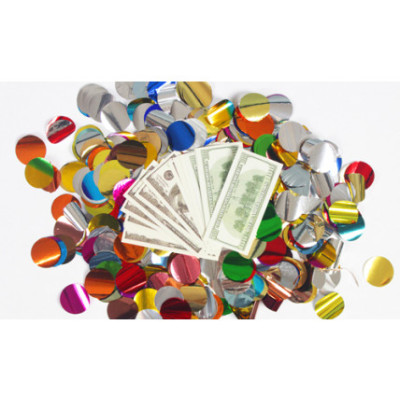 Пневмохлопушка 30 см с "деньгами" и конфетти