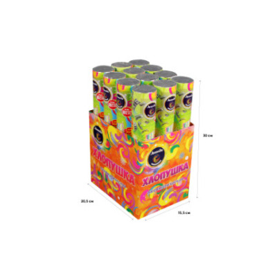 Пневмохлопушка 30 см с "деньгами" и конфетти